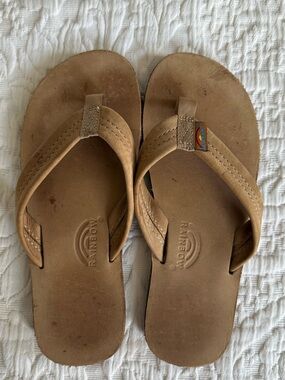 Kids Rainbow brand Leather Tan Flip Flop Sandals